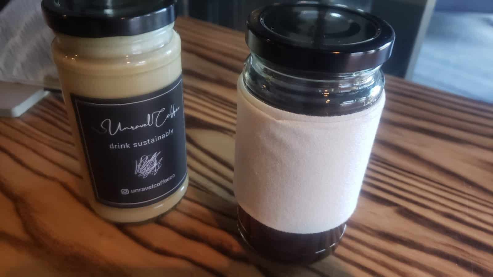 Lattes in Jars from a coffee shop in Breckenridge, Colorado.