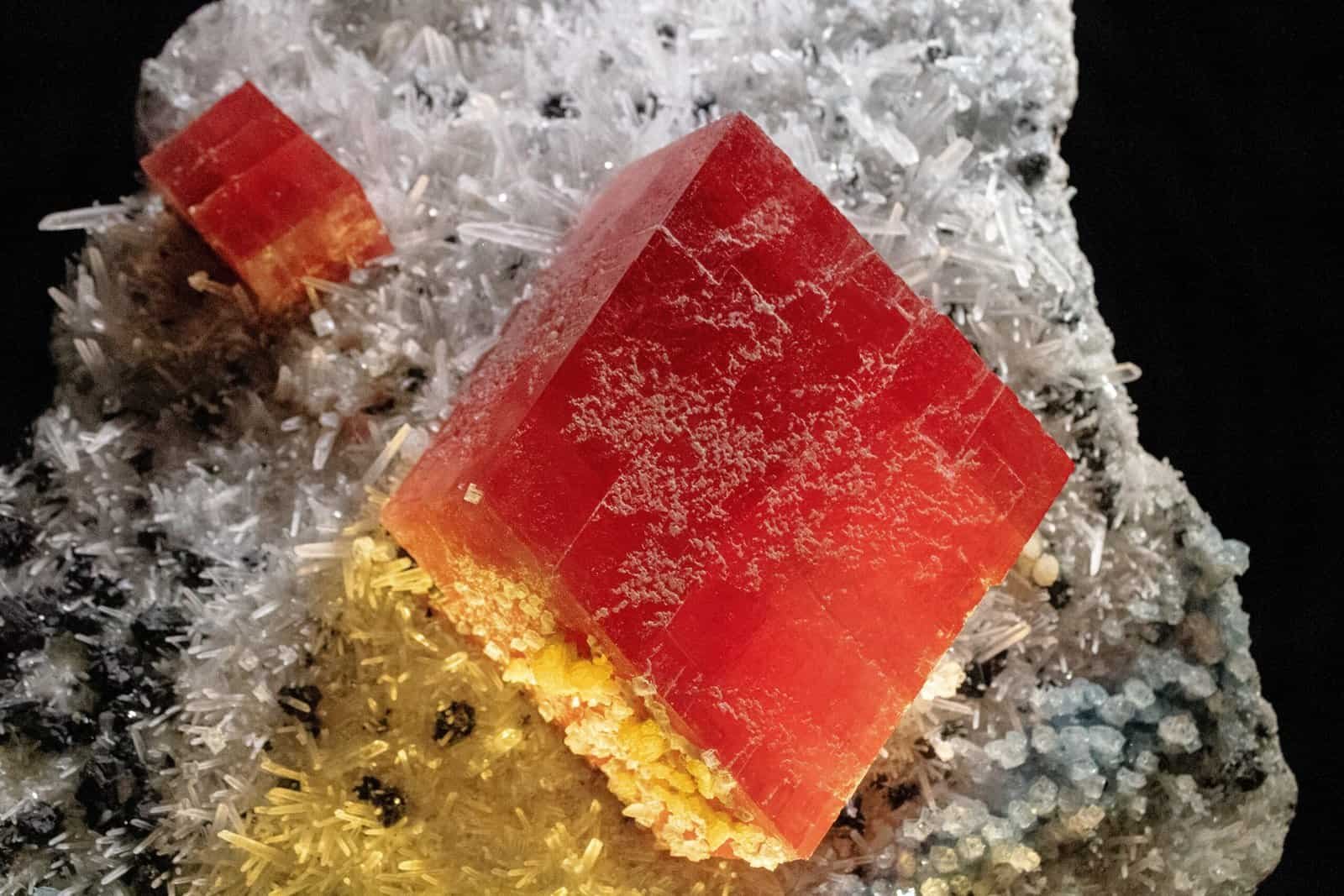 Red gemstone on display at the Denver Museum of Nature & Science.