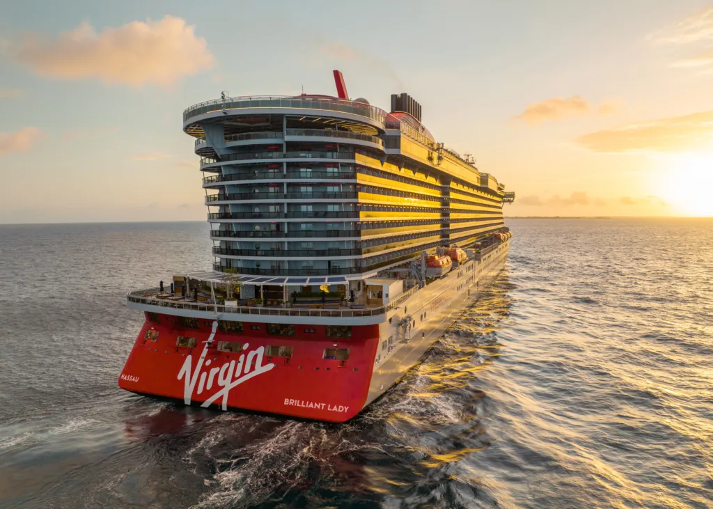 A Virgin Voyage cruise ship. Something you can book if you contact Jess Peterman | Key to the World Travel - A Personalized Travel Agent Spokane.