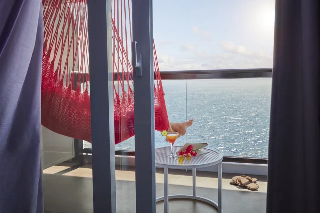 Hammock on the Virgin Voyage Adults only Cruises balconies