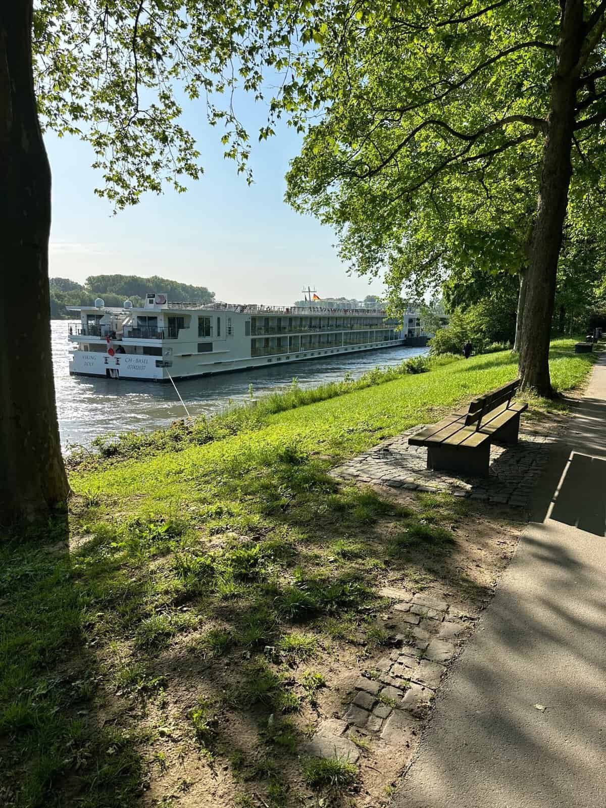 River cruise ship docked in Basel, Switzerland